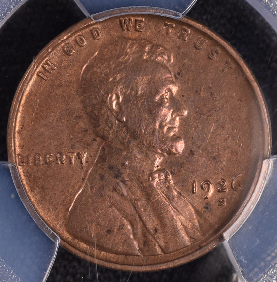 1926-S Lincoln Wheat Penny Cent - PCGS MS62 RB