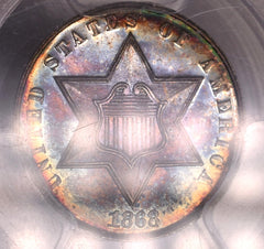 1868 Three Cent Silver - PCGS PR66+ - Nice Toning!