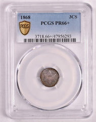 1868 Three Cent Silver - PCGS PR66+ - Nice Toning!