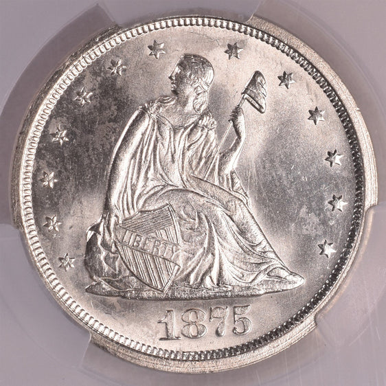 1875-S Seated Liberty Silver Twenty Cents - CAC MS65