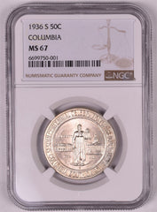 1936-S Columbia Commemorative Silver Half Dollar - NGC MS67