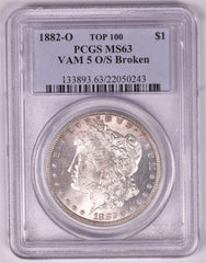 1882-O/S Morgan Silver Dollar - PCGS MS63 - VAM 5 O/S Broken