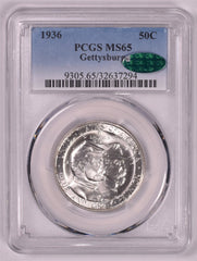 1936 Gettysburg Commemorative Silver Half Dollar - PCGS MS65 CAC