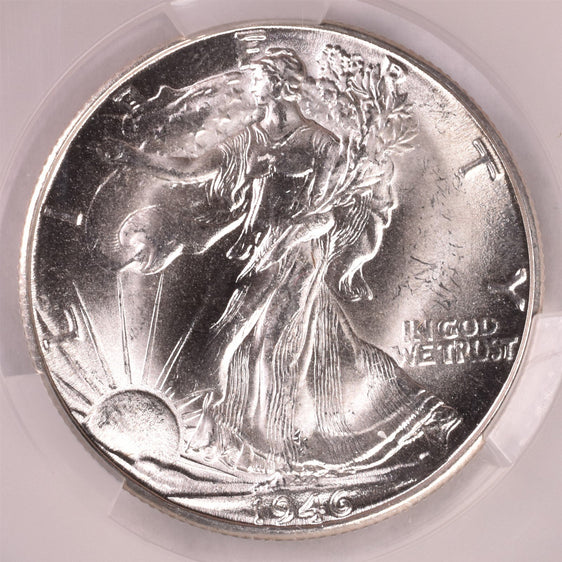 1946-D Walking Liberty Silver Half Dollar - CAC MS64+ Plus