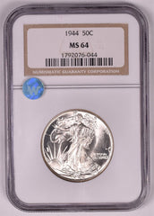 1944 Walking Liberty Silver Half Dollar - NGC MS64 - Sight White