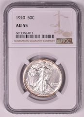 1920 Walking Liberty Silver Half Dollar - NGC AU55