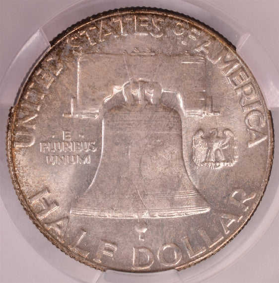 1958 Franklin Silver Half Dollar - CAC MS67 - Nice Toning!