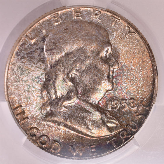 1958 Franklin Silver Half Dollar - CAC MS67 - Nice Toning!