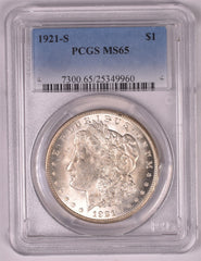 1921-S Morgan Silver Dollar - PCGS MS65