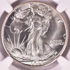 1942-S Walking Liberty Silver Half Dollar - NGC MS66