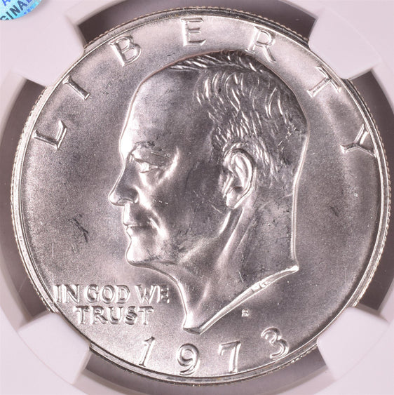 1973-S Eisenhower Silver Dollar - NGC MS66 - Sight White
