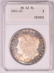 1881-CC Morgan Silver Dollar - ANACS MS62 PL - Nice Toning!