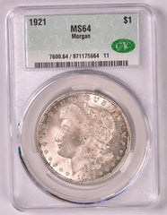 1921 Morgan Silver Dollar - CAC MS64