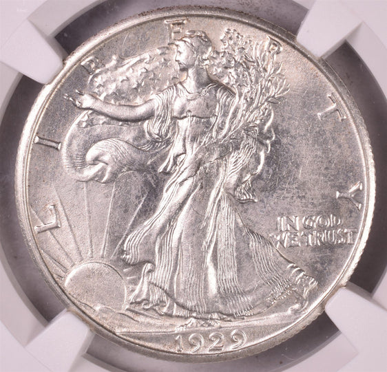 1929-D Walking Liberty Silver Half Dollar - NGC AU55 - "Looks Slider"