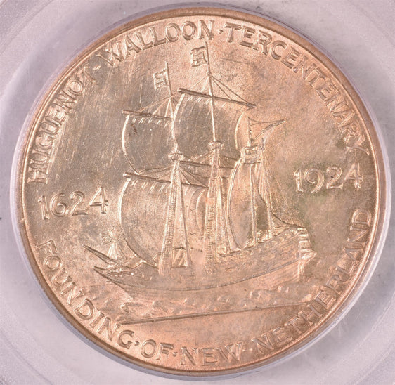 1924 Huguenot Commemorative Silver Half Dollar - PCGS MS65