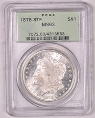 1878 8TF Morgan Silver Dollar - PCGS MS63 - OGH Old Green Holder