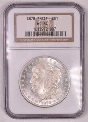 1878 7/8TF Morgan Silver Dollar - NGC MS64