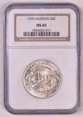 1935 Hudson Commemorative Silver Half Dollar - NGC MS65