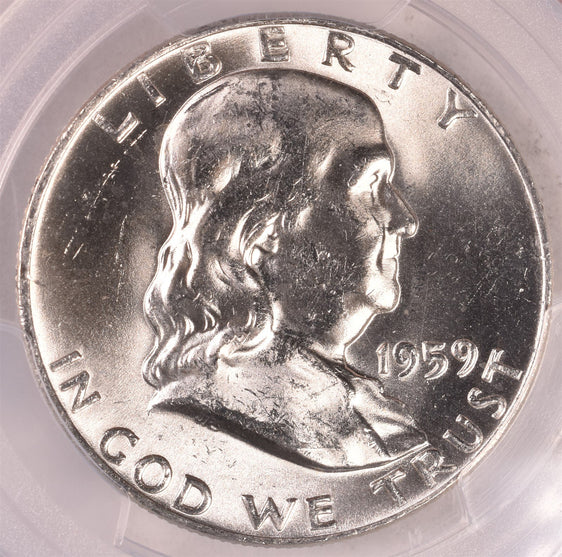 1959-D Franklin Silver Half Dollar - PCGS MS64 FBL