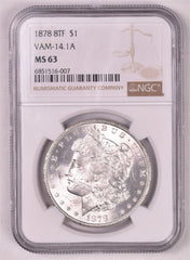 1878 8TF Morgan Silver Dollar - NGC MS63