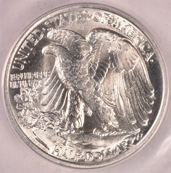 1943 Walking Liberty Silver Half Dollar - ANACS MS64