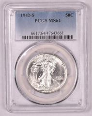 1942-S Walking Liberty Silver Half Dollar - PCGS MS64