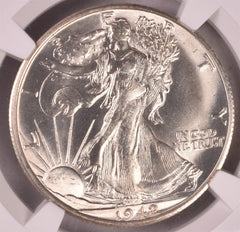 1942-S Walking Liberty Silver Half Dollar - NGC MS64