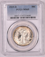 1939-D Walking Liberty Silver Half Dollar - PCGS MS65