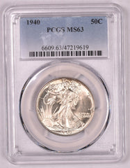 1940 Walking Liberty Silver Half Dollar - PCGS MS63