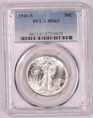 1941-S Walking Liberty Silver Half Dollar - PCGS MS63