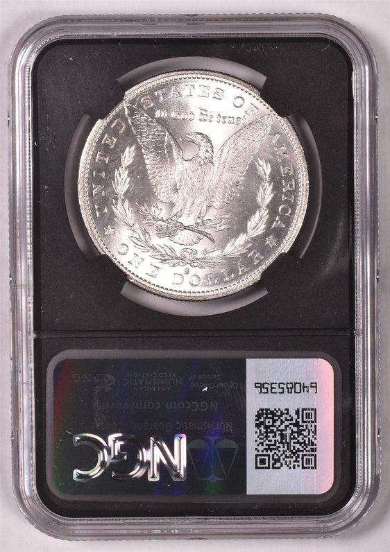 1882-S Morgan Dollar - NGC Brilliant UNC - Relic Bag Label Stock Photos