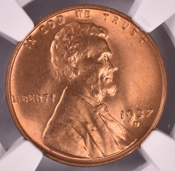 1937-D Lincoln Wheat Penny Cent - NGC MS67+ RD