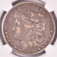 1890-CC Morgan Silver Dollar - NGC VF30 - Tail Bar