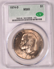 1974-D Eisenhower Dollar - CAC MS65
