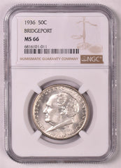 1936 Bridgeport Commemorative Silver Half Dollar - NGC MS66