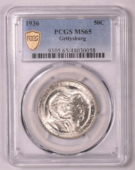 1936 Gettysburg Commemorative Silver Half Dollar - PCGS MS65