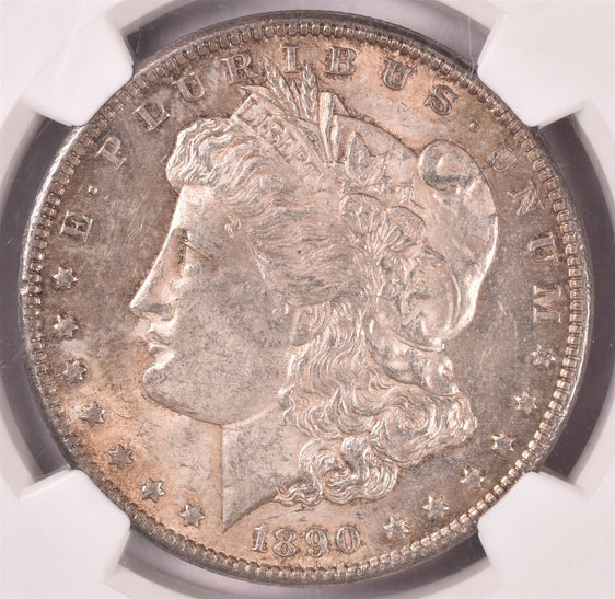 1890-CC Morgan Silver Dollar - NGC MS61 CAC - Top 100 VAM 4 Tail Bar