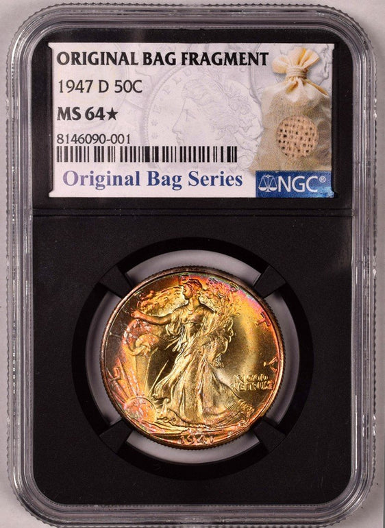 1947-D Walking Liberty Half Dollar - NGC MS64* - Relic Label Original Bag Series