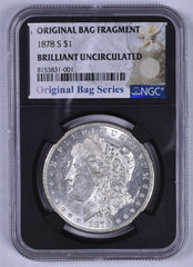 1878-S Morgan Silver Dollar - NGC Brilliant Unc - Relic Bag Label Stock Photos