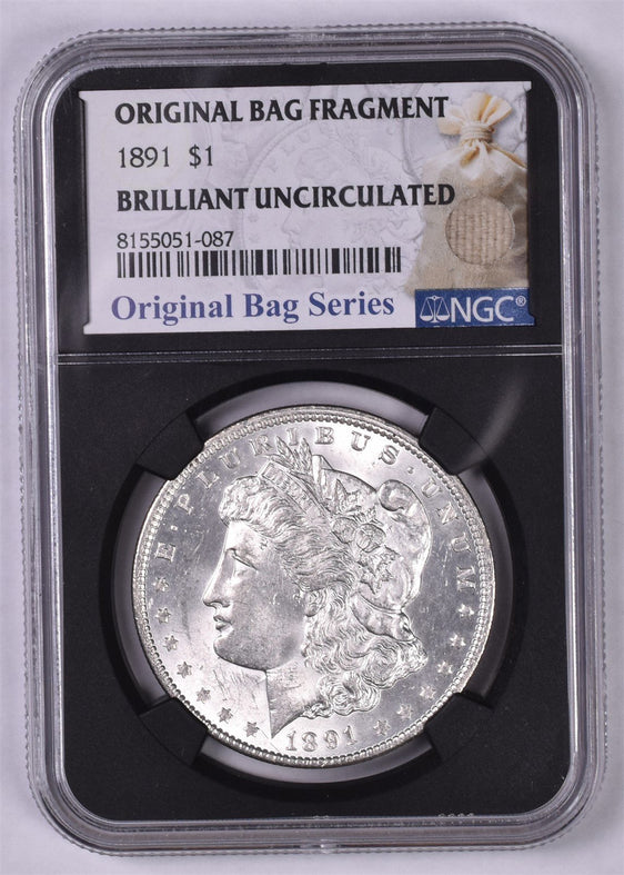 1891 Morgan Silver Dollar - NGC Brilliant UNC - Original Relic Bag Label Series