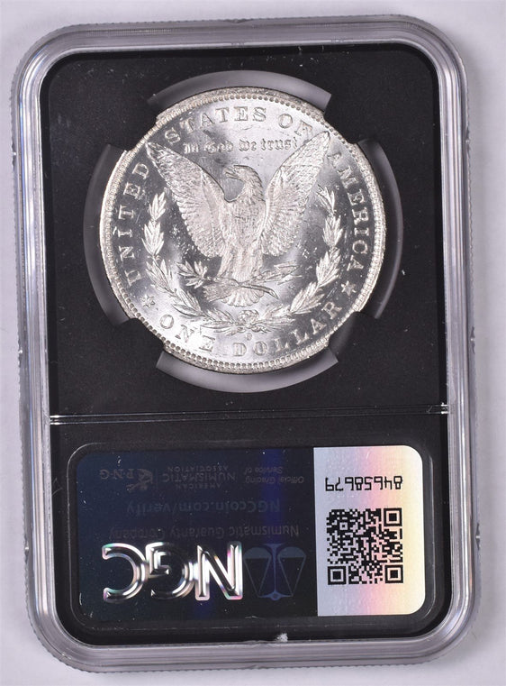 1881-O Morgan Silver Dollar - NGC Brilliant UNC - Relic Bag Label Stock Photos