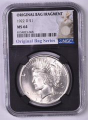 1922-D Peace Silver Dollar - NGC MS64 - Original Relic Bag Label Series