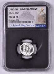 1943 Mercury Silver Dime - NGC MS66 FB - Relic Bag Label Stock Photos