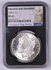 1880-S Morgan Silver Dollar - NGC MS63 - Relic Bag Label Stock Photos