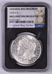 1878-S Morgan Silver Dollar - NGC Brilliant UNC - Original Relic Bag Label