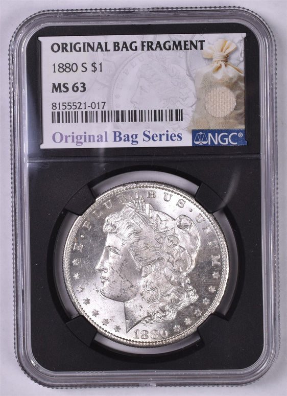 1880-S Morgan Silver Dollar - NGC MS63 - Original Relic Bag Label Series